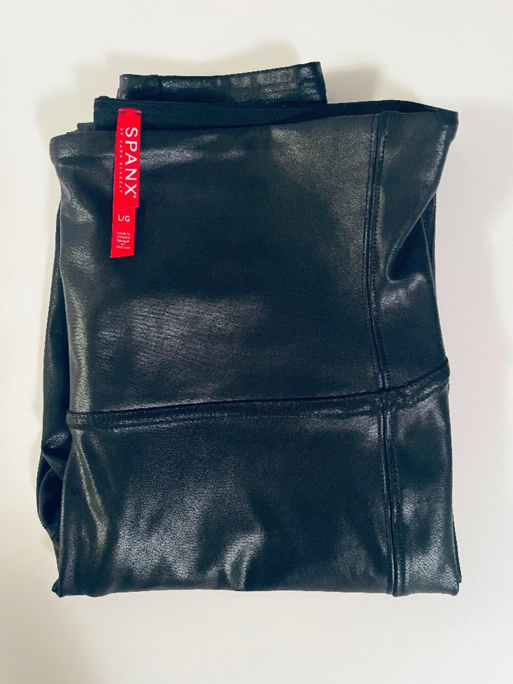 Spanx Black Faux Leather Leggings | Petite Large